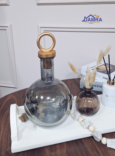 فازة زجاج سكني غطاء حلقة ذهبي 33*21 سم JW024