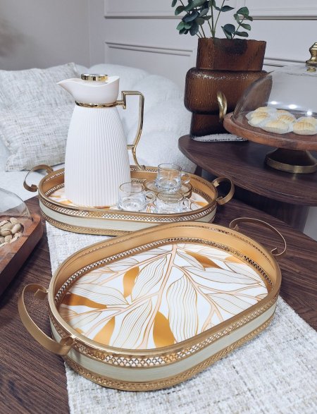 طقم 2 صواني تضيف بيضاوي 25125OV