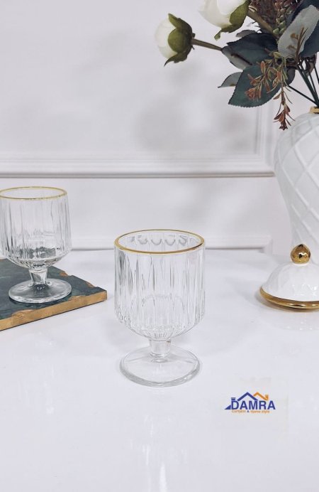 طقم 6 كاسات زجاج مذهب مضلع