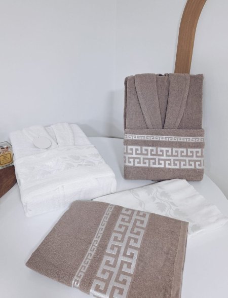 طقم روب الماس elmas ابيض وبني