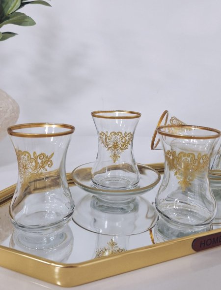 طقم كاسات شاي استكانة 6+6
